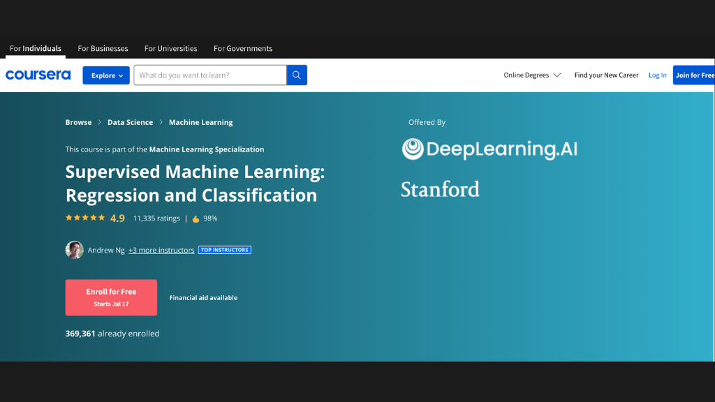 Best Machine Learning Courses 